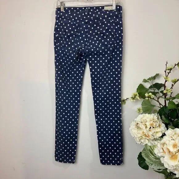 AG Adriano Goldschmied | the Stevie Ankle | Slim Straight leg Jeans | Navy Polka - Picture 5 of 10